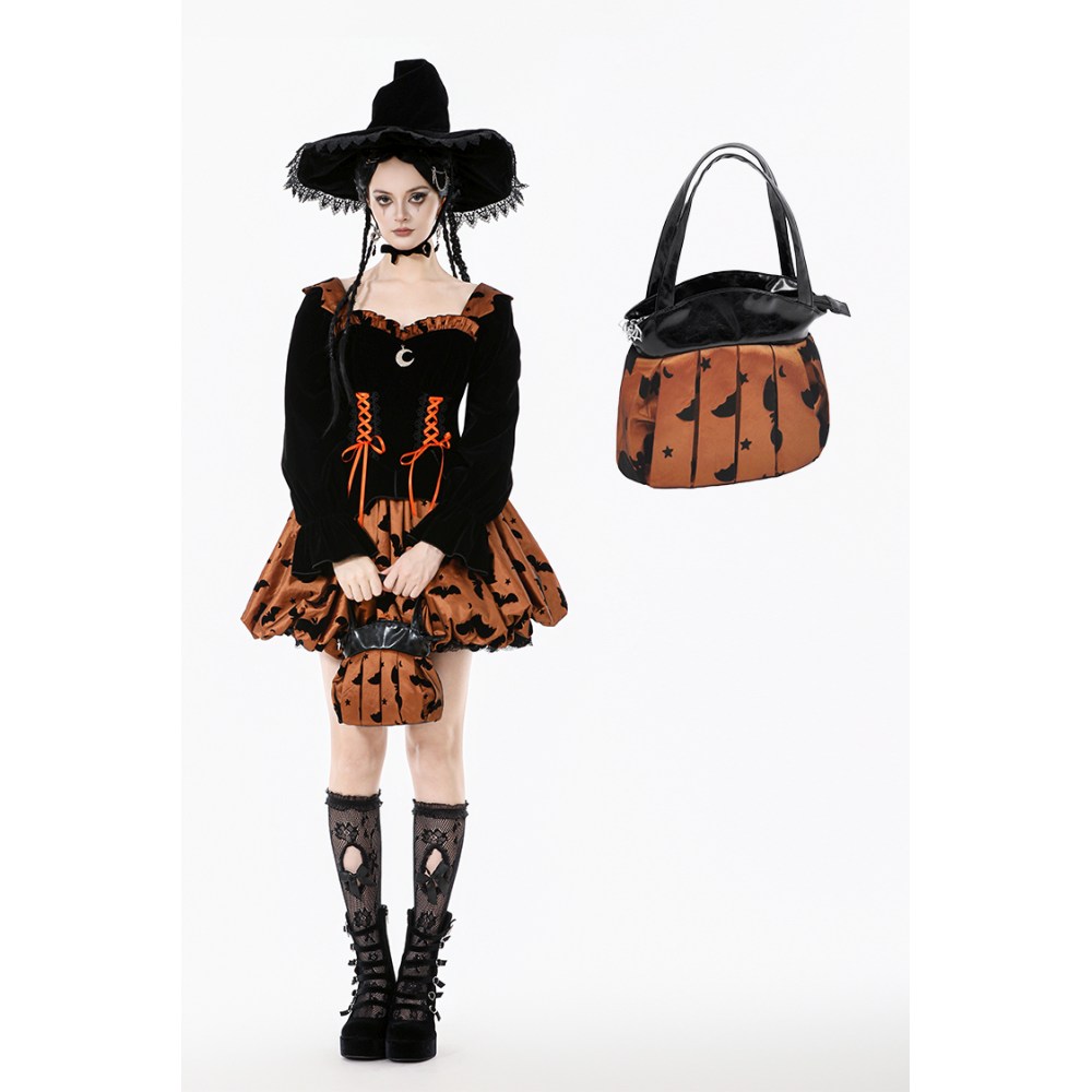 Dark in Love - Halloween Bat & PumpkinInspired Handbag - Orange
